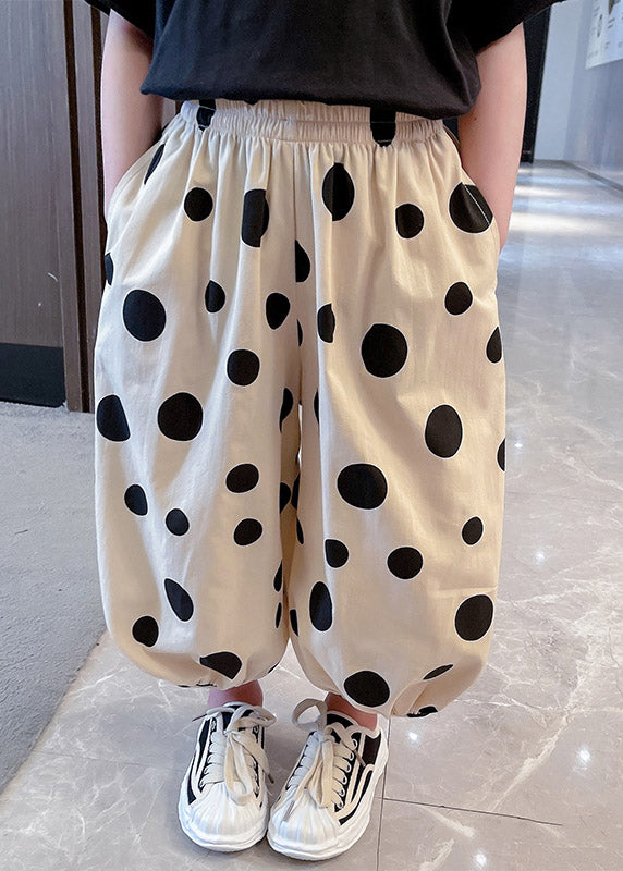 Chic Apricot Dot Pink Kids Lantern Pants Spring