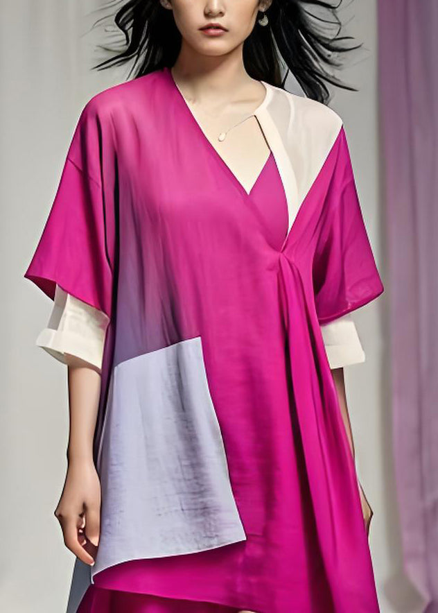 Chic Asymmetrical Patchwork Plus Size Cotton Dress Summer