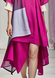 Chic Asymmetrical Patchwork Plus Size Cotton Dress Summer