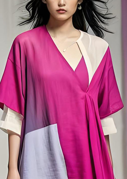 Chic Asymmetrical Patchwork Plus Size Cotton Dress Summer