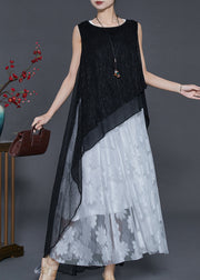 Chic Black Asymmetrical Layered Tulle Holiday Dress Summer