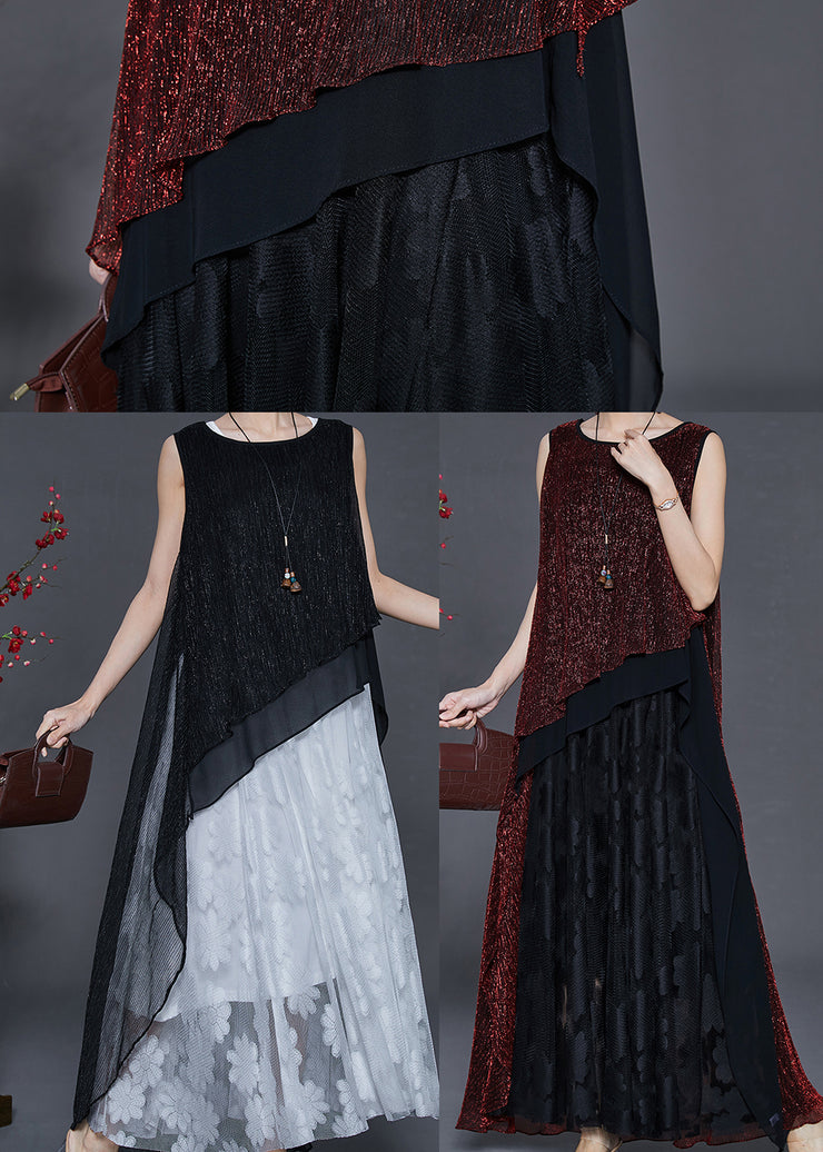 Chic Black Asymmetrical Layered Tulle Holiday Dress Summer