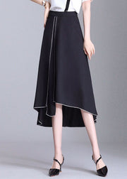 Chic Black Asymmetrical Patchwork Chiffon Skirts Summer