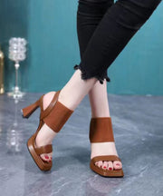 Chic Black Chunky Splicing Peep Toe High Heel Sandals
