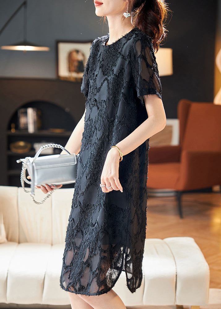 Chic Black Hollow Out Side Open Chiffon Long Dresses Summer