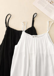 Chic Black Oversized Chiffon Spaghetti Strap Dress Summer