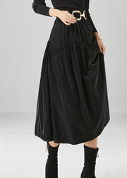 Chic Black Oversized Patchwork Cotton Skirts Fall