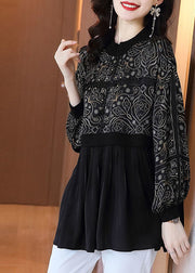 Chic Black Oversized Patchwork Exra Large Hem Chiffon Shirts Spring