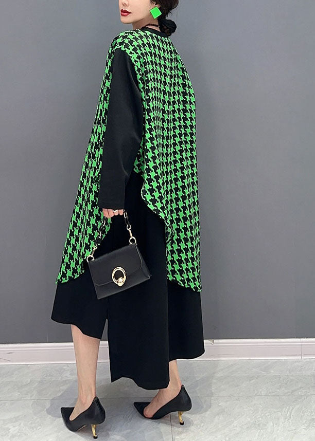 Chic Black Oversized Patchwork Plaid A Line Dress Spring