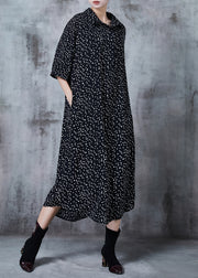 Chic Black Oversized Print Chiffon Vacation Dresses Summer