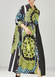 Chic Black Oversized Print Cotton Maxi Dresses Spring