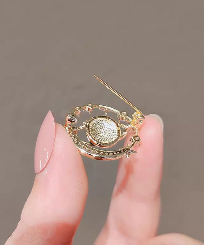 Chic Blue Alloy Zircon Cosmic Planet Brooch