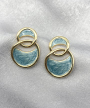 Chic Blue Copper Overgild Hoop Earrings