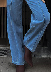 Chic Blue Pockets High Waist Versatile Denim Pants Spring