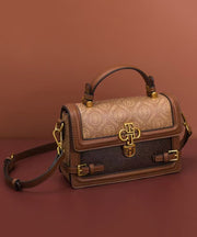 Chic Brown Versatile Calf Leather Messenger Bag