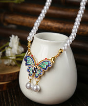 Chic Butterfly Patchwork White Pearl Necklace