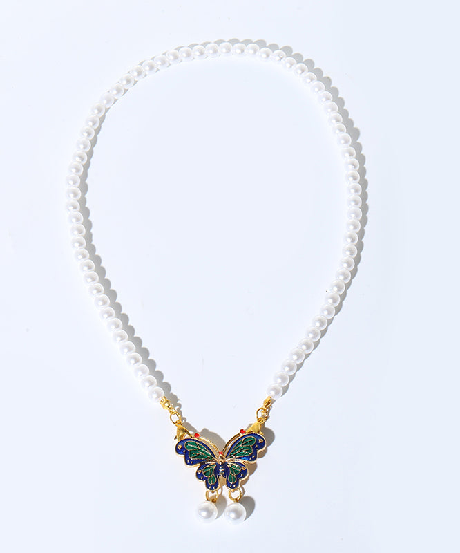 Chic Butterfly Patchwork White Pearl Necklace