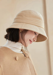 Chic Classy Khaki Bow Wrinkled Bucket Hat