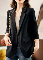 Chic Coffee Peter Pan Collar Pockets Button Suit Coat Fall