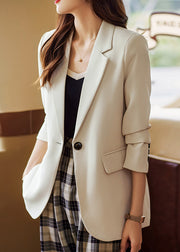 Chic Coffee Peter Pan Collar Pockets Button Suit Coat Fall