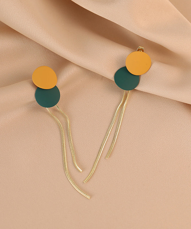Chic Colorblock Alloy Baking Paint Circular Tassel Drop Earrings