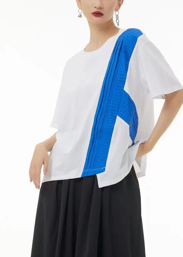 Chic Colorblock Asymmetrical Patchwork Cotton Tanks Summer