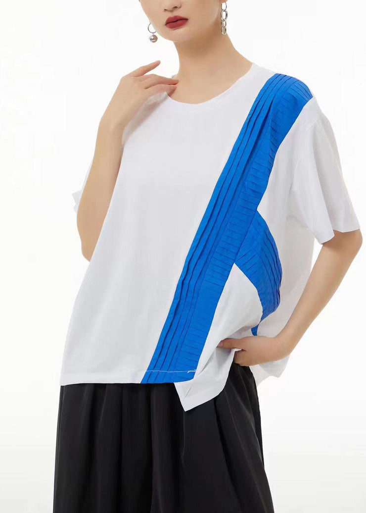 Chic Colorblock Asymmetrical Patchwork Cotton Tanks Summer