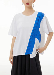 Chic Colorblock Asymmetrical Patchwork Cotton Tanks Summer