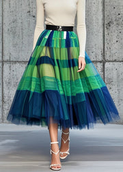 Chic Colorblock Exra Large Hem Tulle Vacation Skirt Summer