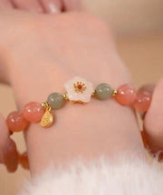 Chic Colorblock Floral Beading Charm Bracelet