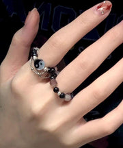 Chic Colorblock Gem Stone Beading Rings Two Piece Set