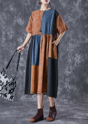 Chic Colorblock Oversized Patchwork Cotton Dresses Summer