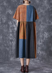 Chic Colorblock Oversized Patchwork Cotton Dresses Summer