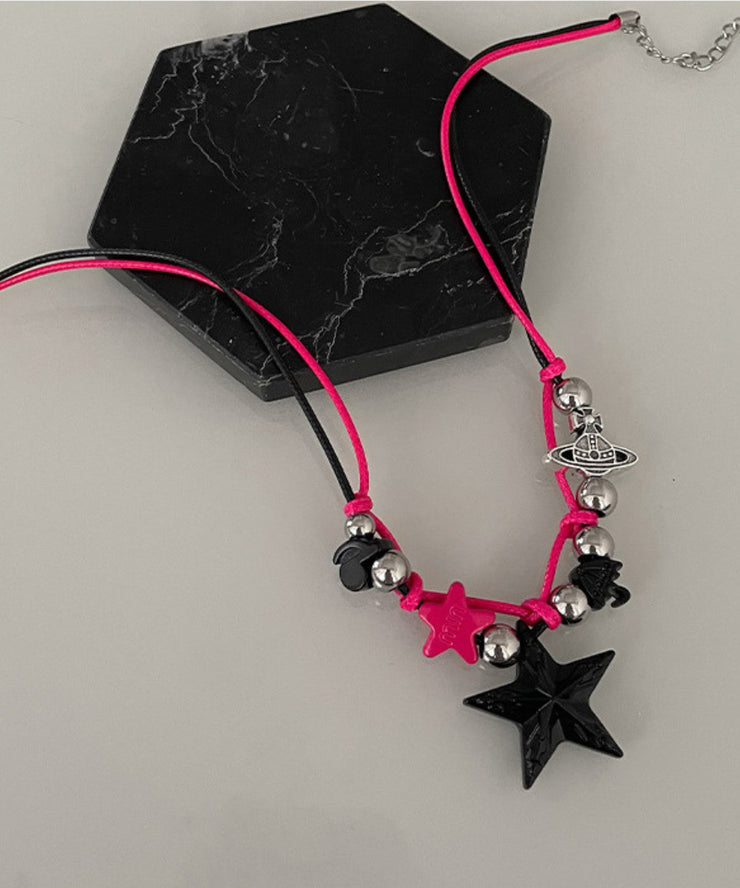 Chic Colorblock Stainless Steel Alloy Star Pendant Necklace