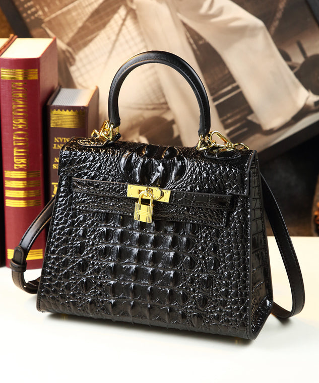 Chic Crocodile Pattern Solid Durable Faux Leather Tote Handbag