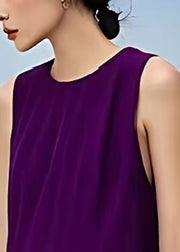 Chic Dull Purple Patchwork Tulle Dress Exra Large Hem Sleeveless