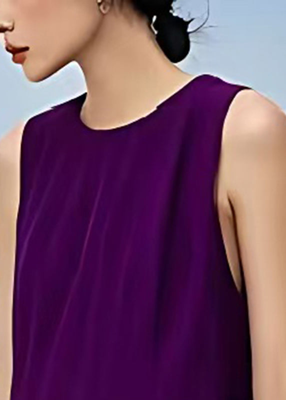 Chic Dull Purple Patchwork Tulle Dress Exra Large Hem Sleeveless