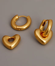 Chic Gold Copper Overgild Removable Love Hoop Earringss