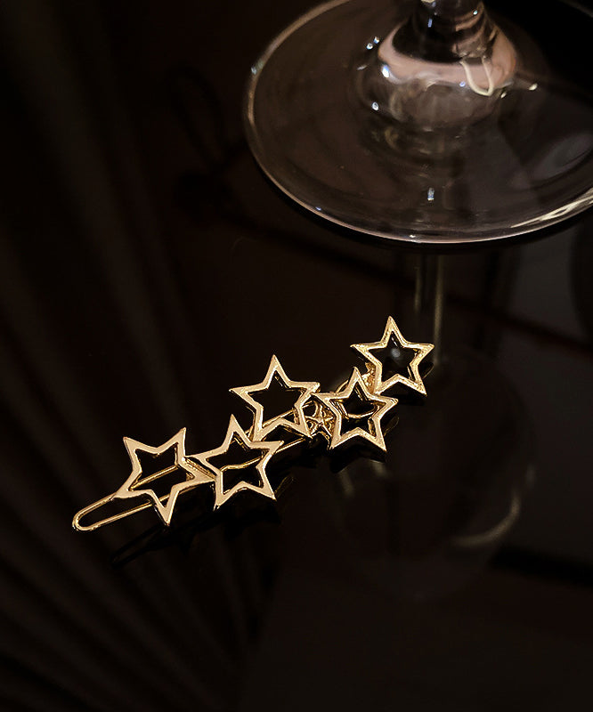 Chic Gold Five-Pointed Star Geometry Hollow Out Hairpin