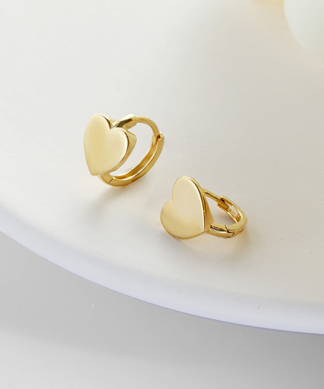 Chic Gold Silver 14K Overgild Heart Hoop Earrings