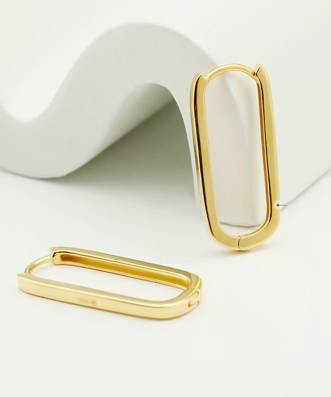 Chic Gold Silver 14K Overgild Rectangle Hoop Earrings