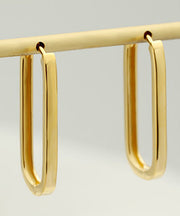 Chic Gold Silver 14K Overgild Rectangle Hoop Earrings