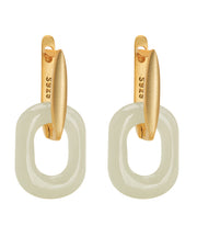 Chic Gold Sterling Silver Overgild Jade Hoop Earrings