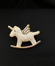 Chic Gold Zircon Unicorn Brooches