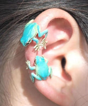 Chic Grass Green Alloy Frog Stud Earrings