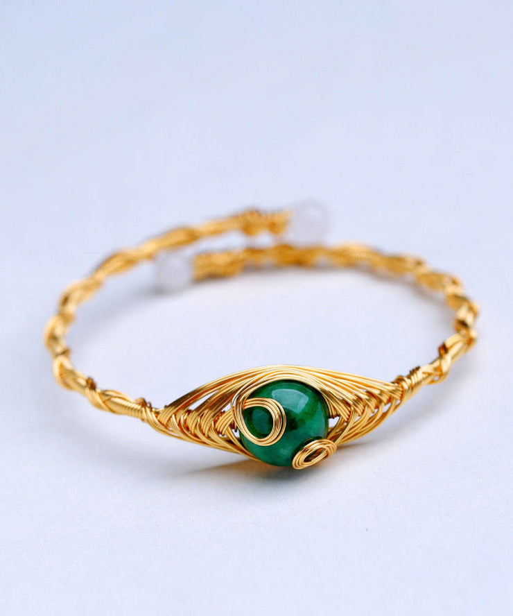 Chic Green 14K Gold Dry Green Cuff