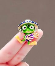 Chic Green Alloy Colored Glaze Frog Brooches