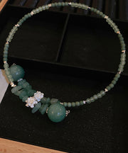 Chic Green Alloy Gem Stone Zircon Beading Choker