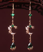 Chic Green Gem Stone Water Drop Drop Earrings