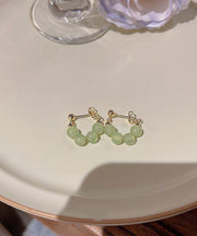 Chic Green Overgile Crystal Hoop Earrings